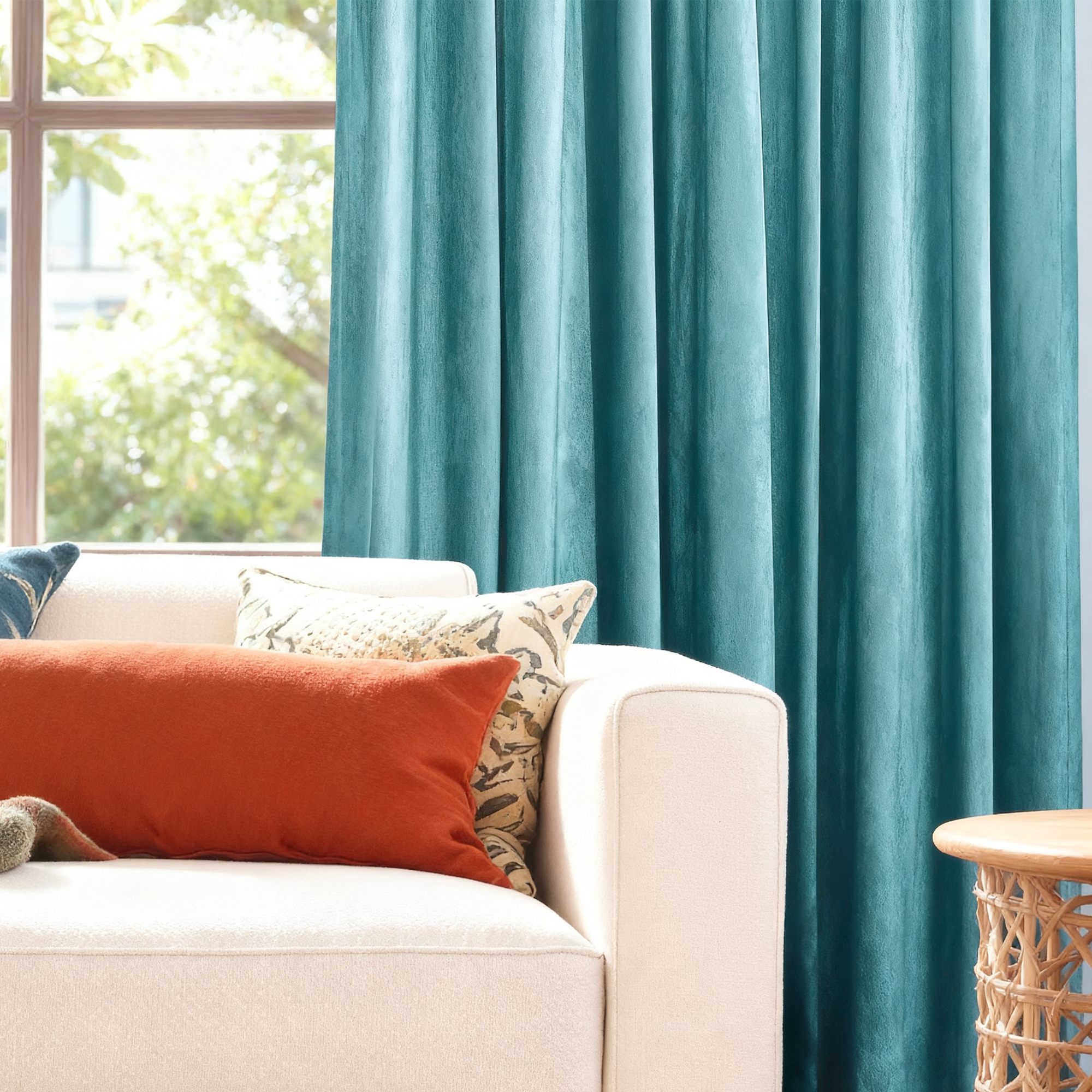 winter curtain in living room
