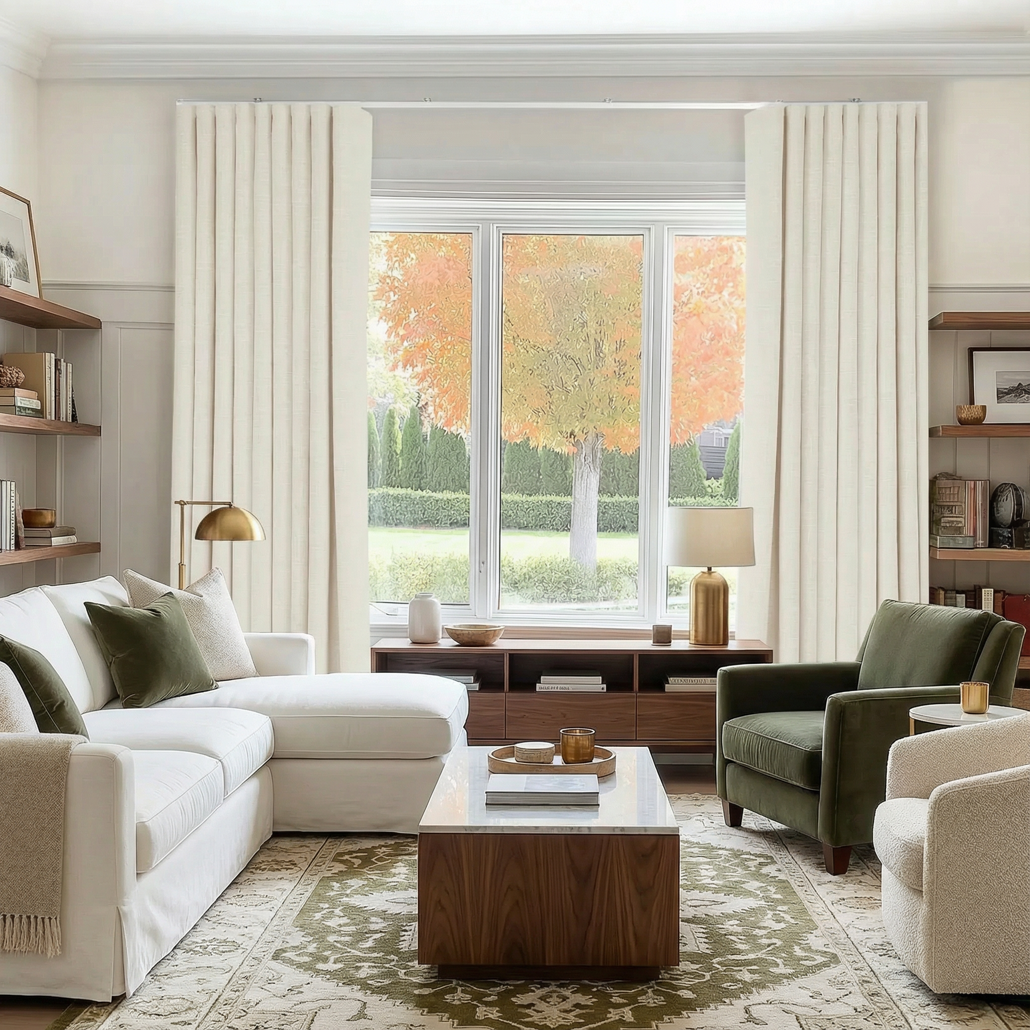 White Living Room Curtains