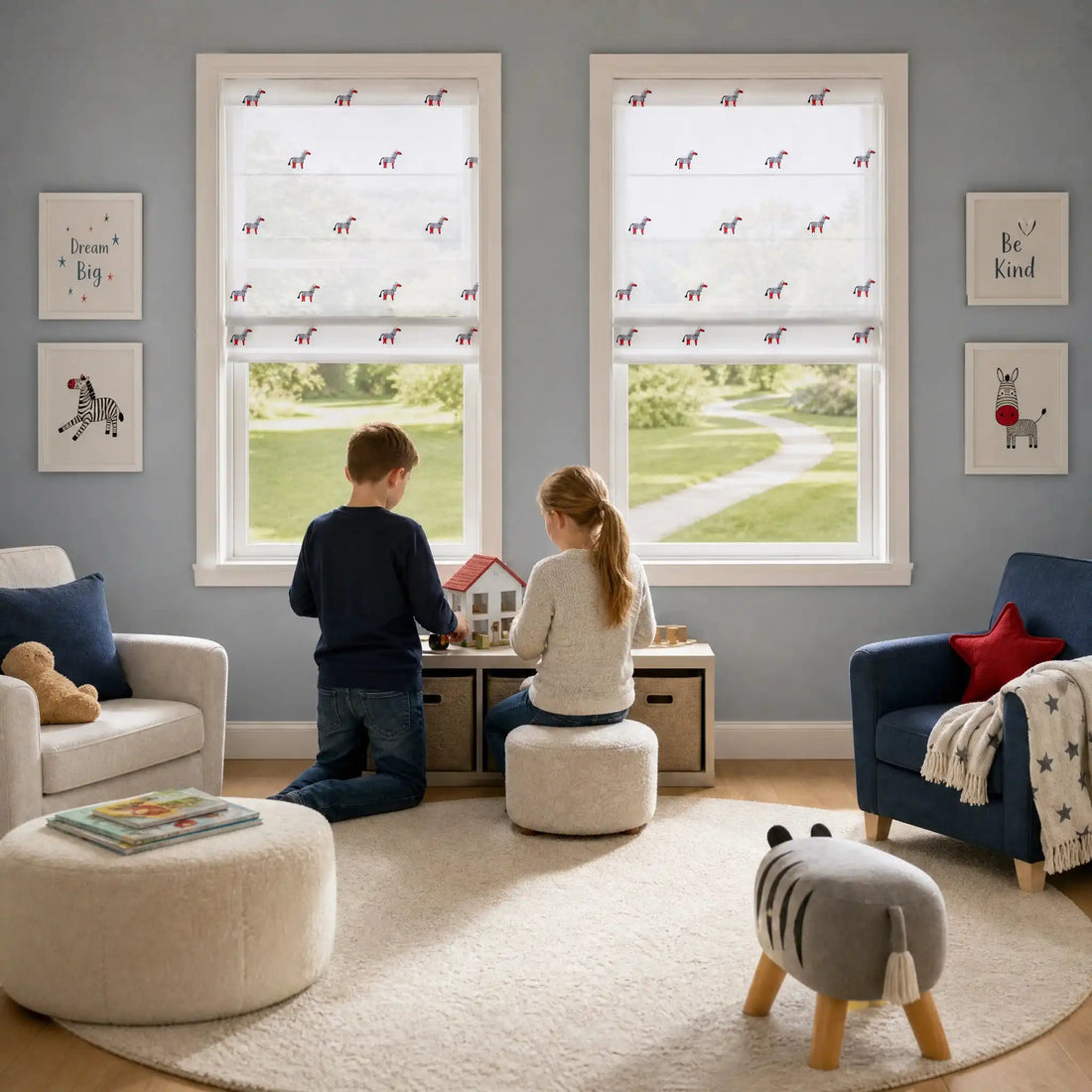 Bonnie Little Pony Embroidered Sheer Roman Shades