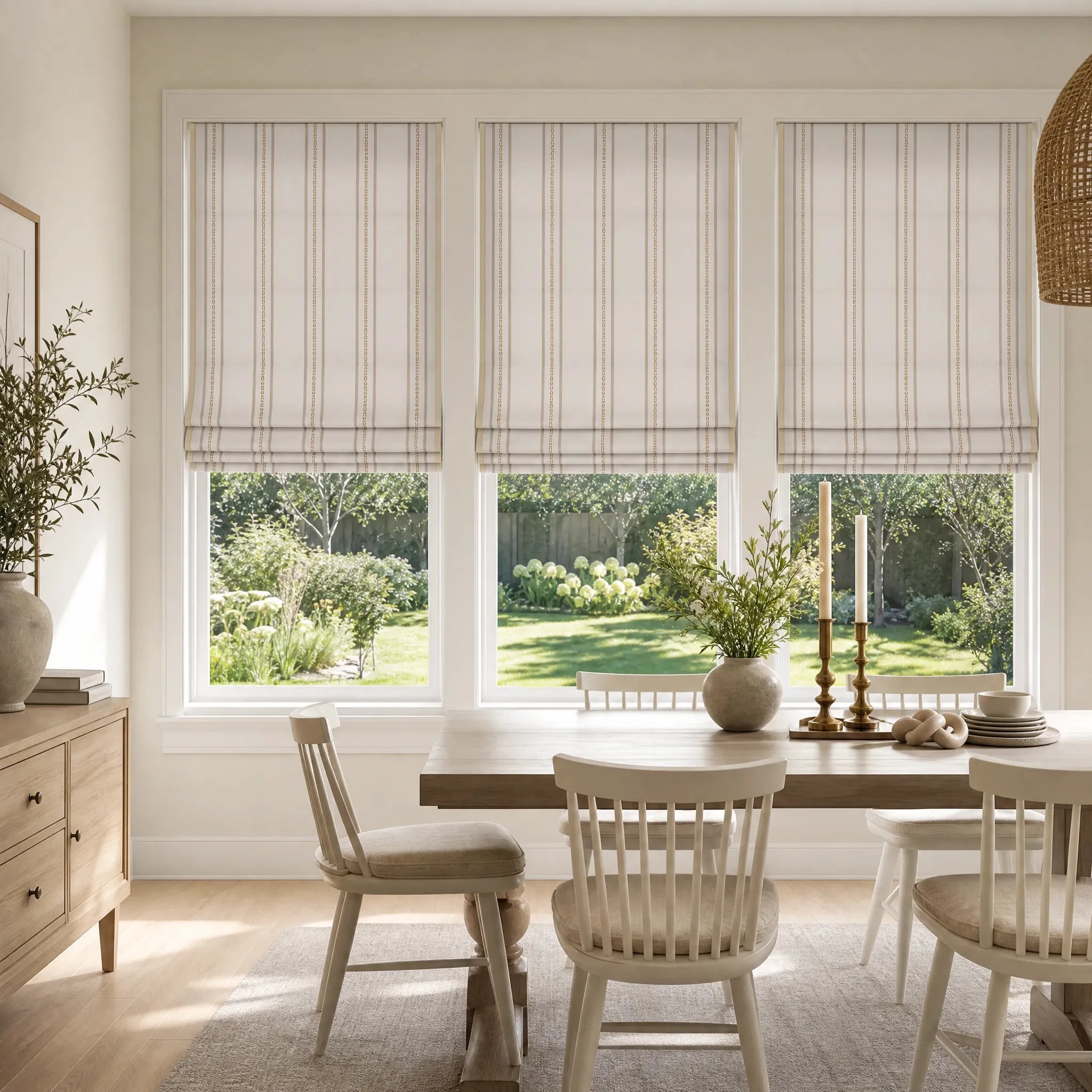 Ocean Woven Stripes Roman Shades
