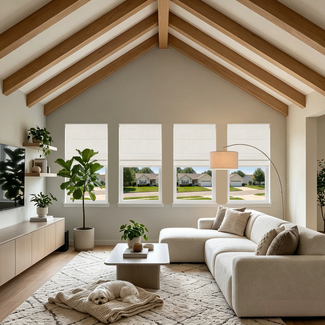 Orion Linen Look 100% Blackout Roman Shades