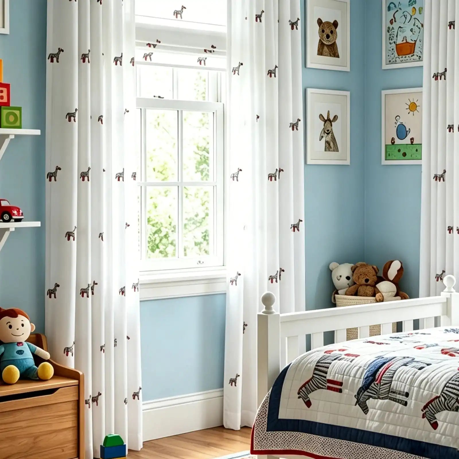 Bonnie Little Pony Embroidered Sheer Curtains
