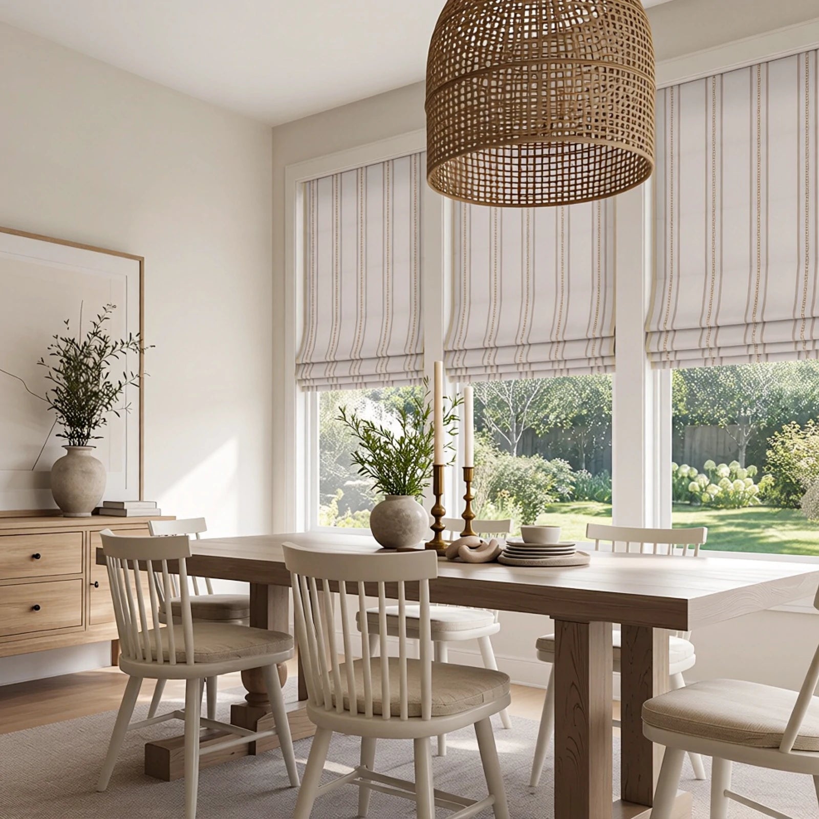 Ocean Woven Stripes Roman Shades