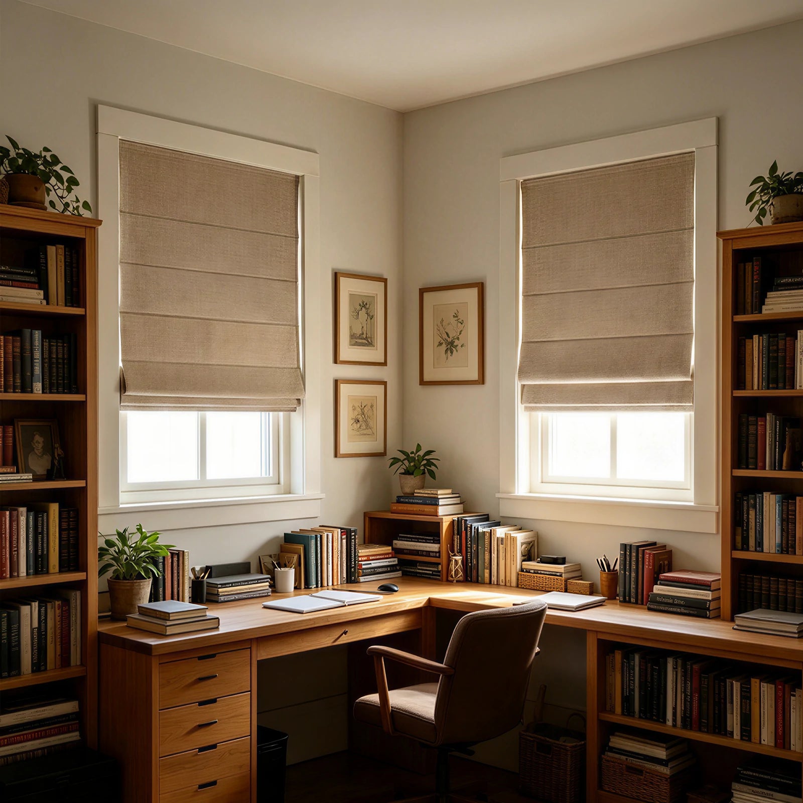 Orion Linen Look 100% Blackout Roman Shades