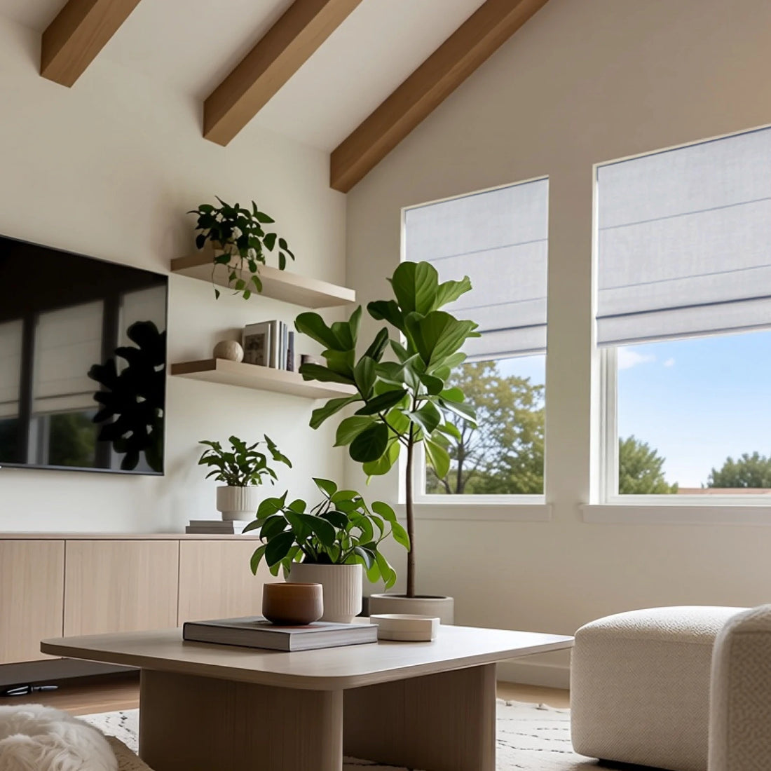 Orion Linen Look 100% Blackout Roman Shades