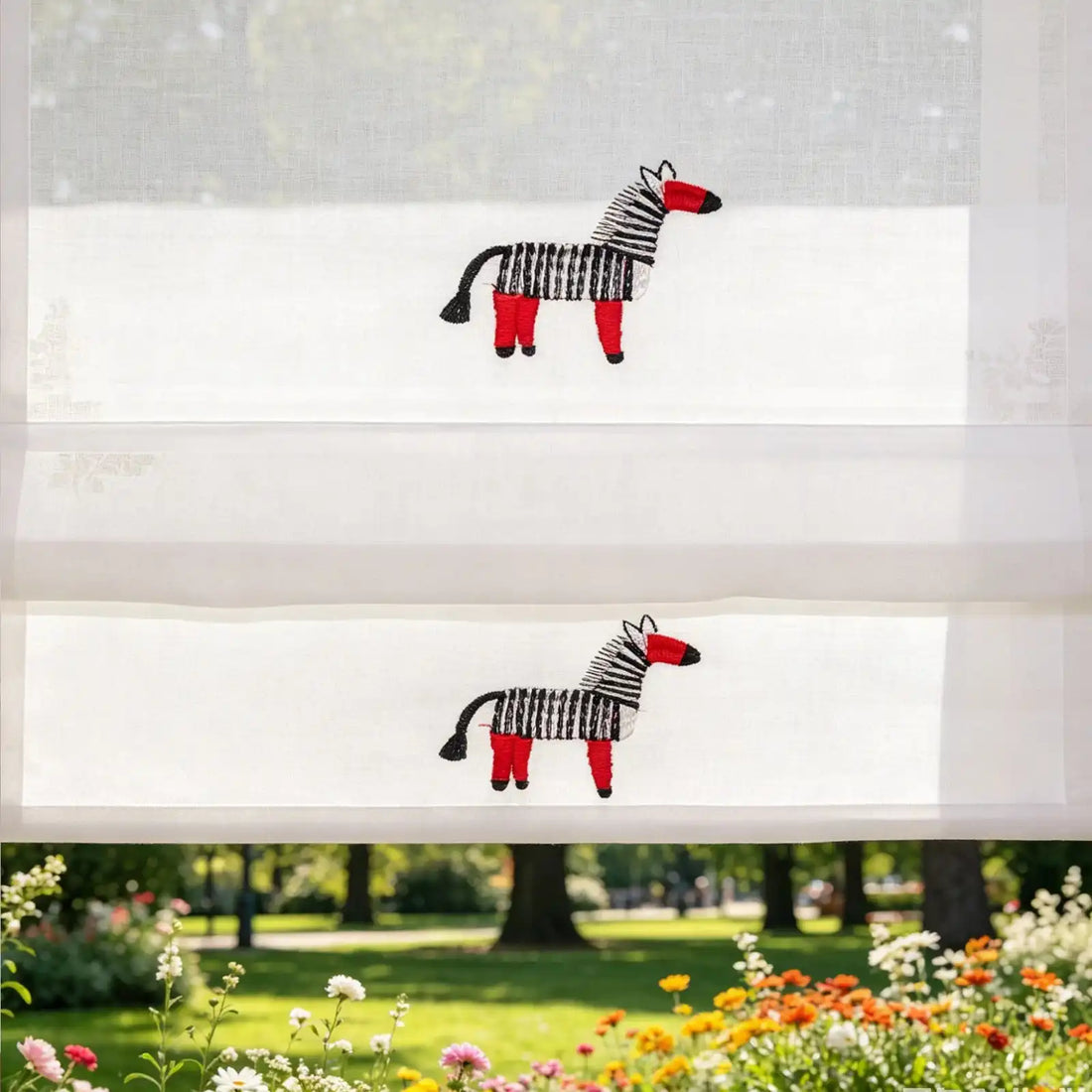 Bonnie Little Pony Embroidered Sheer Roman Shades