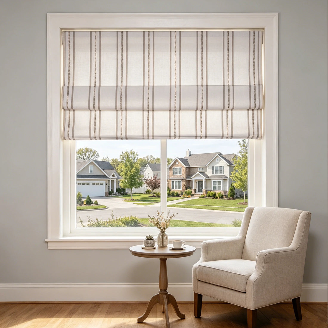 Ocean Woven Stripes Roman Shades