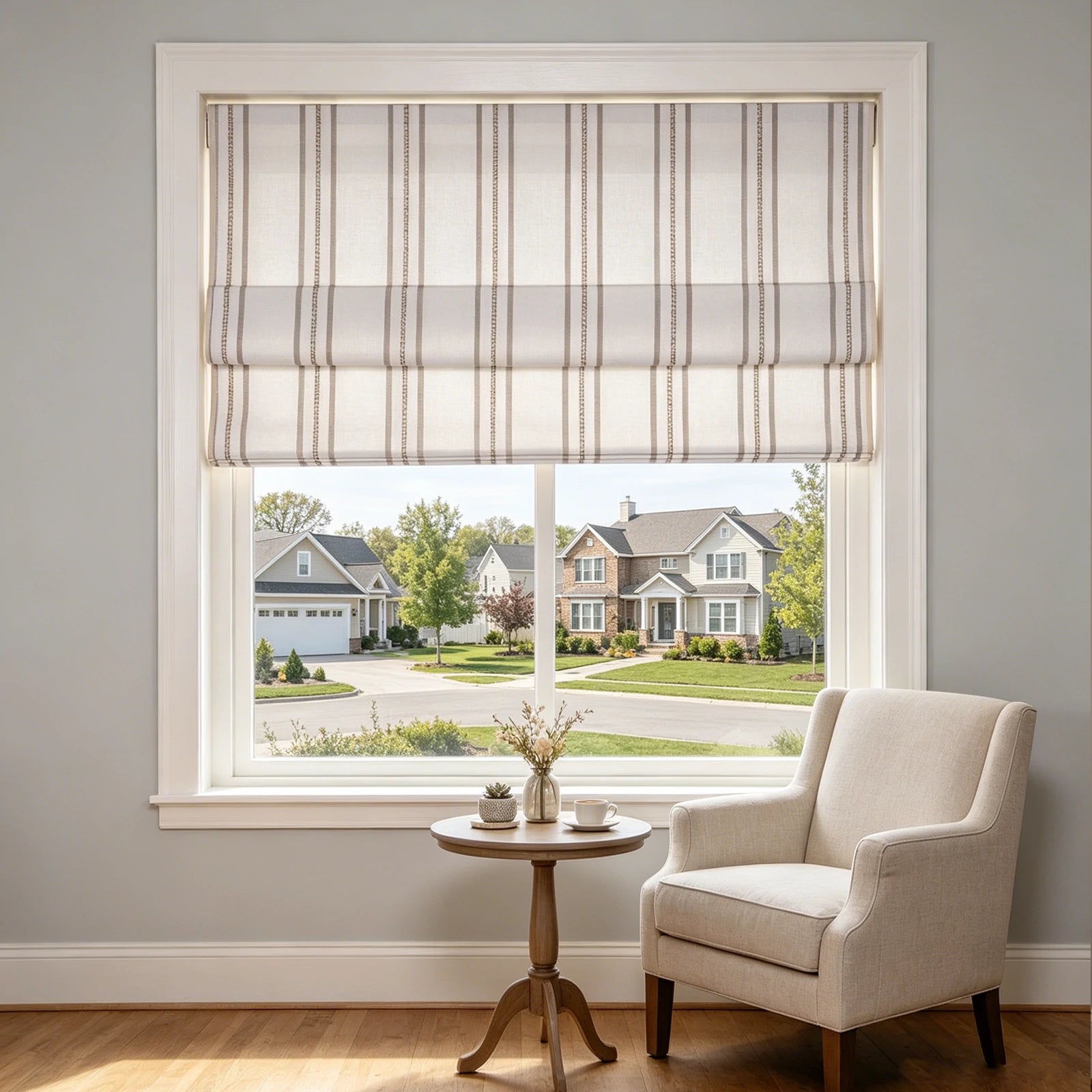 Ocean Woven Stripes Roman Shades