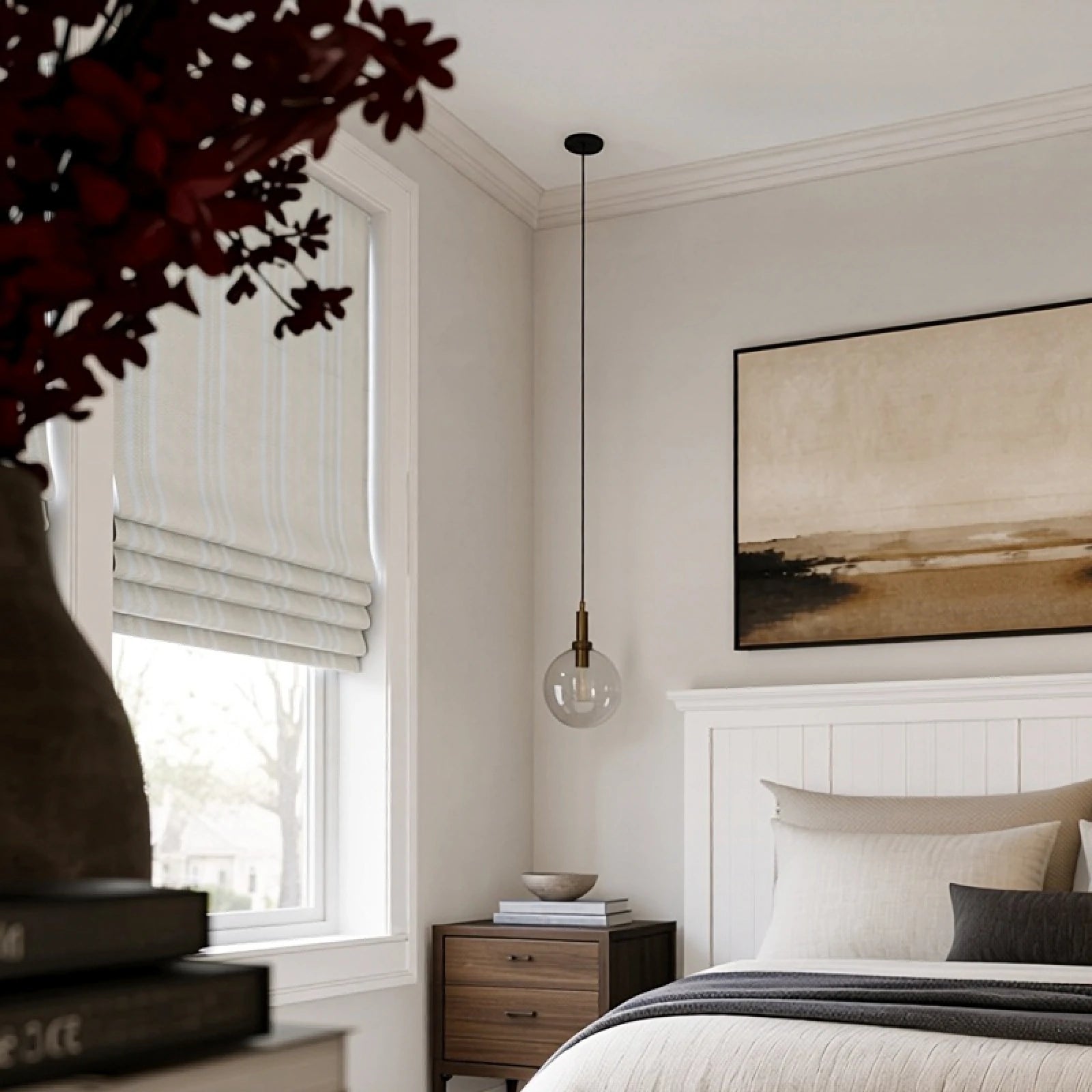 Ocean Woven Stripes Roman Shades