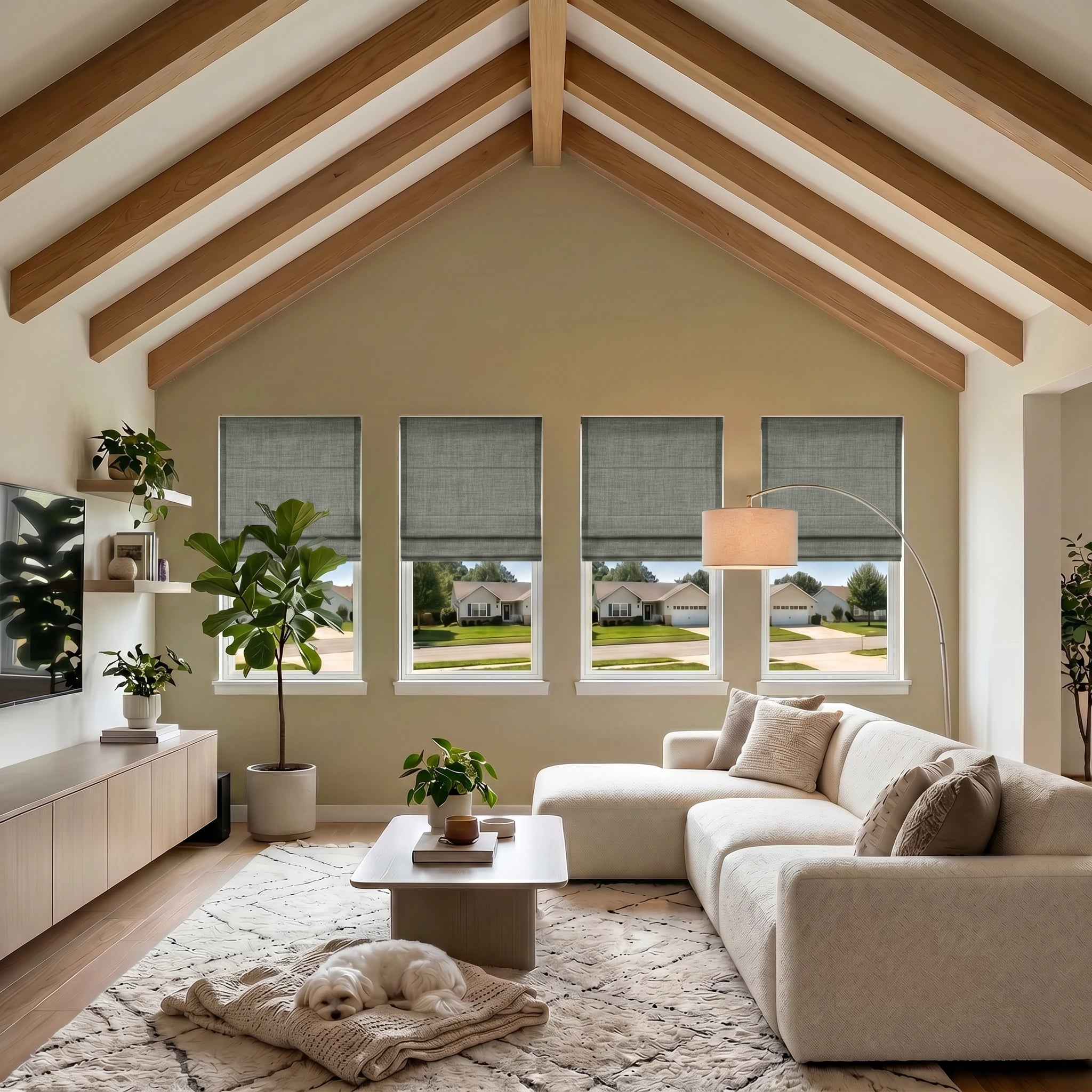 Orion Linen Look 100% Blackout Roman Shades
