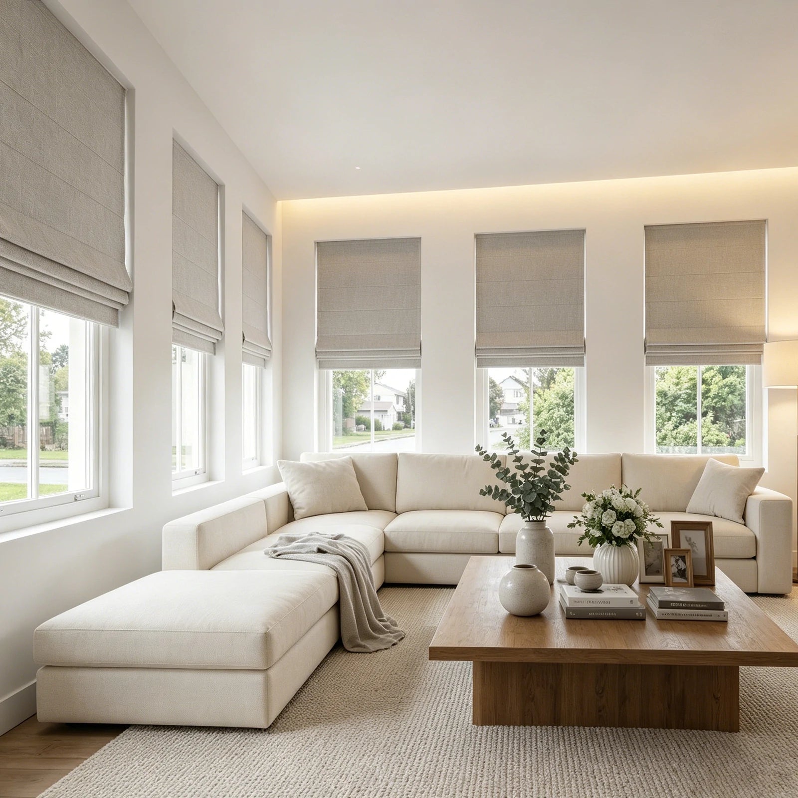 Orion Linen Look 100% Blackout Roman Shades