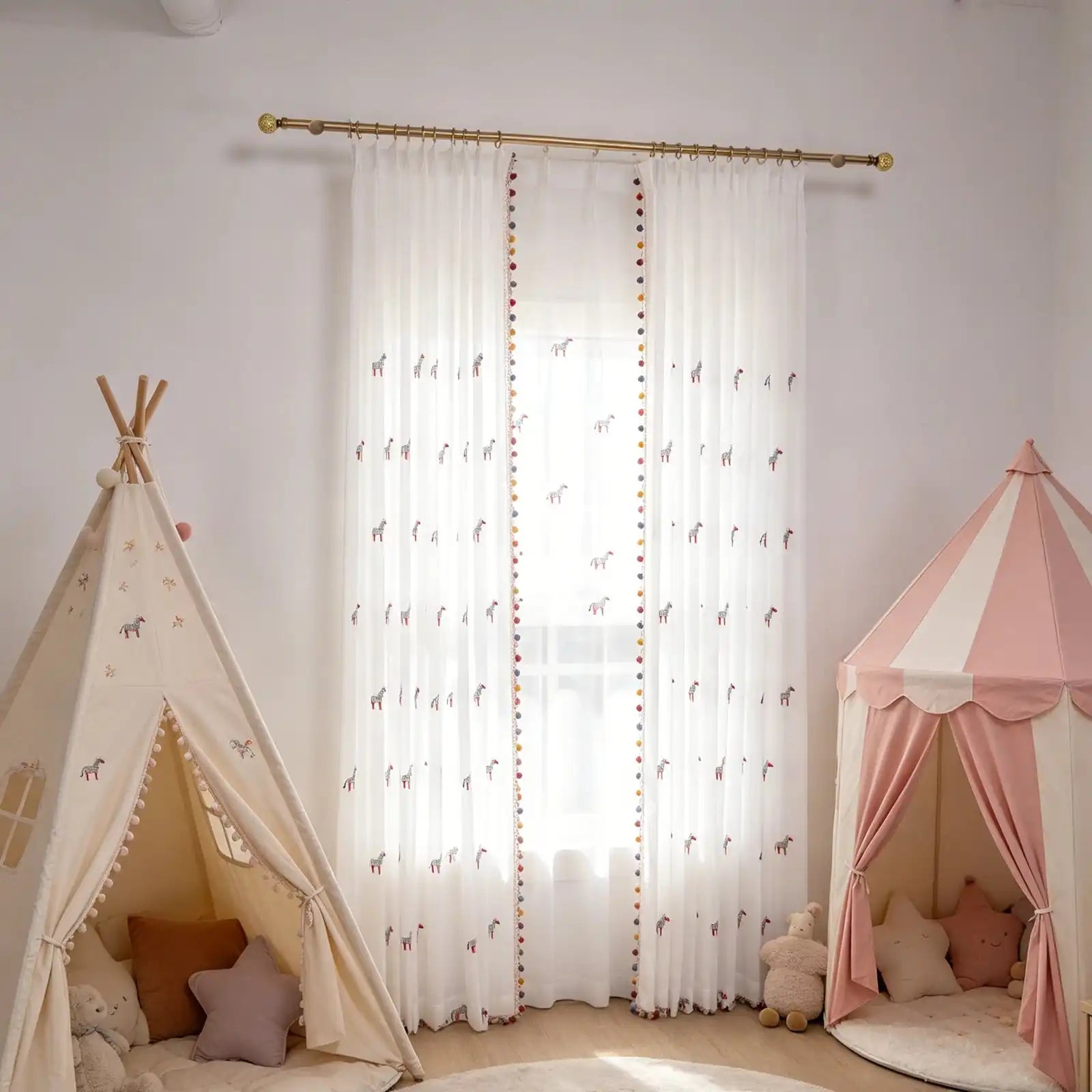 Bonnie Little Pony Embroidered Sheer Curtains