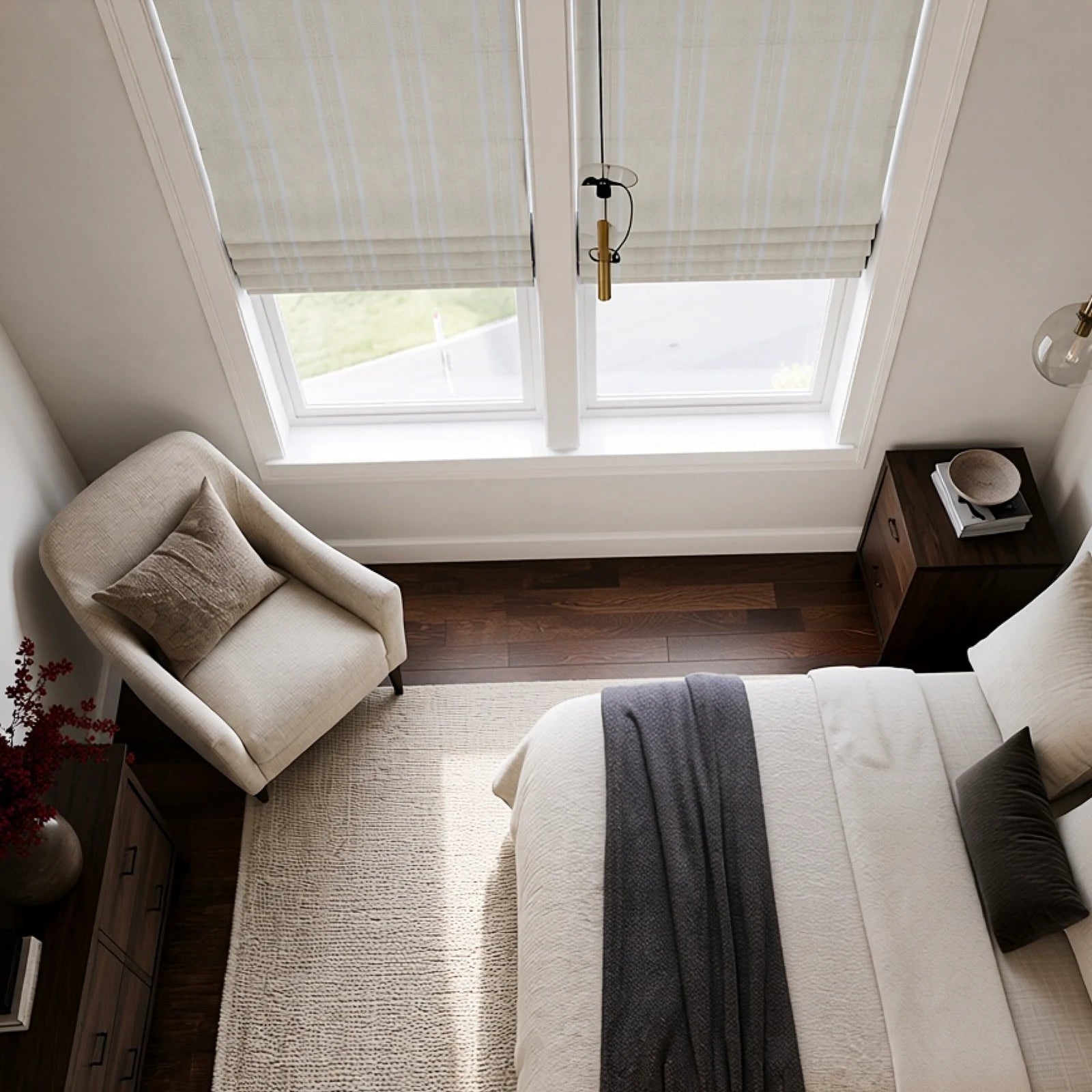 Ocean Woven Stripes Roman Shades