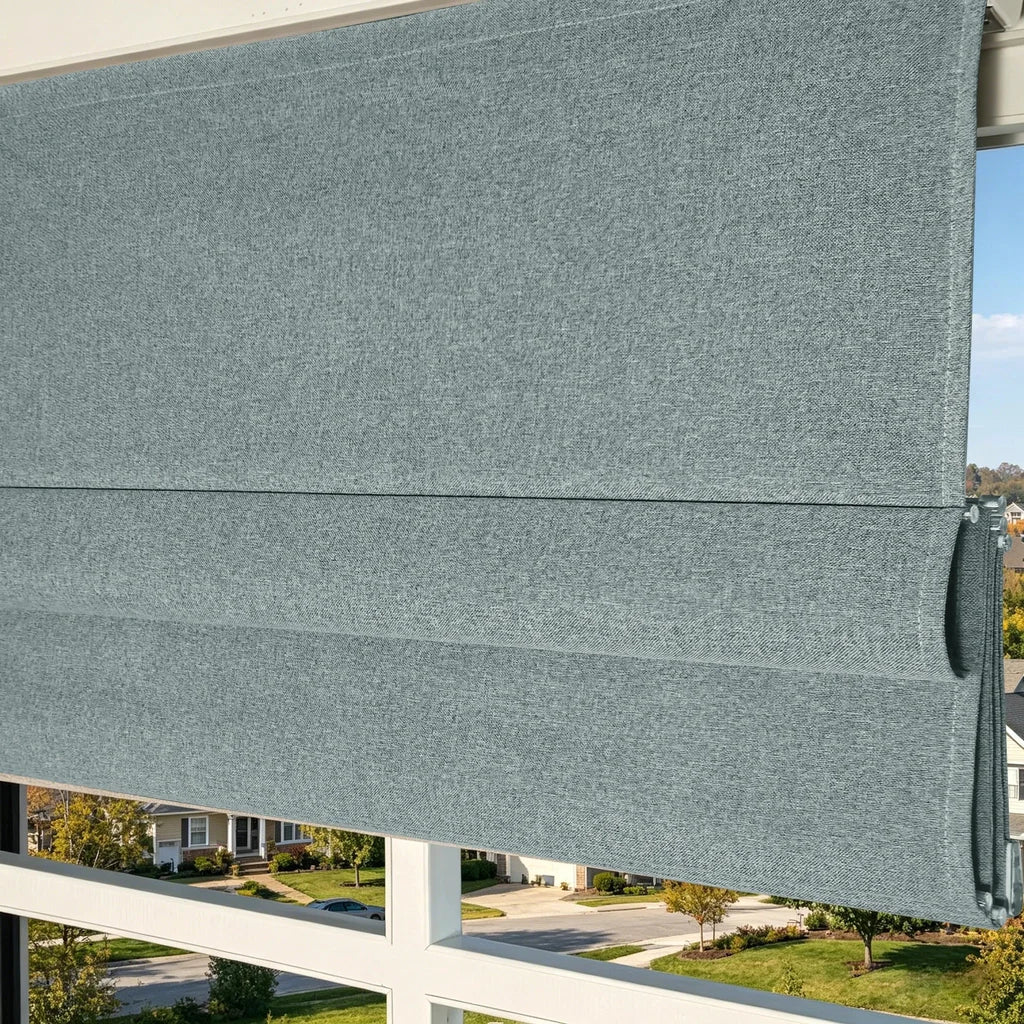 Orion Linen Look 100% Blackout Roman Shades