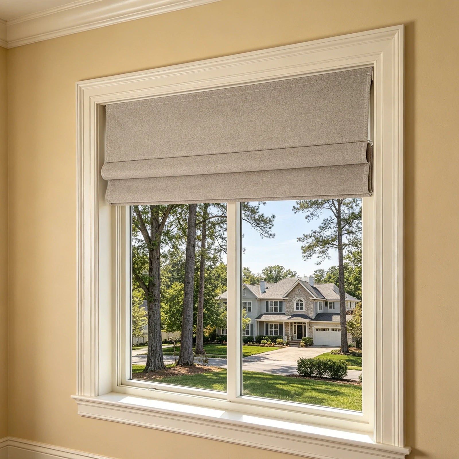 Orion Linen Look 100% Blackout Roman Shades