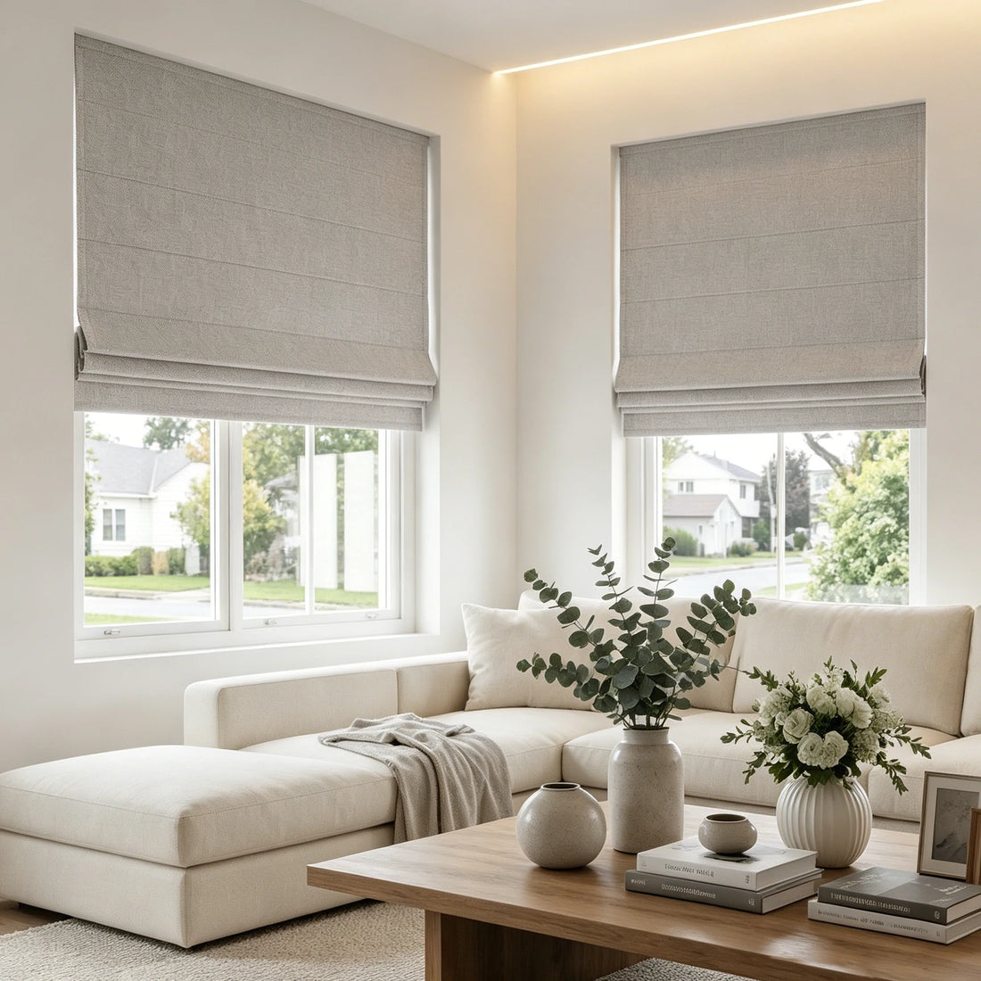 Orion Linen Look 100% Blackout Roman Shades