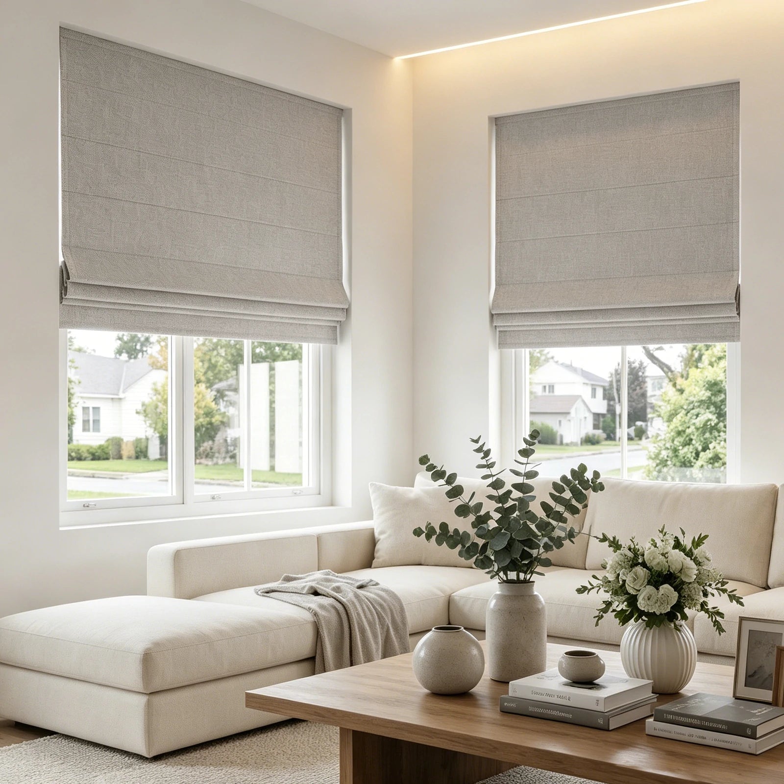 Orion Linen Look 100% Blackout Roman Shades