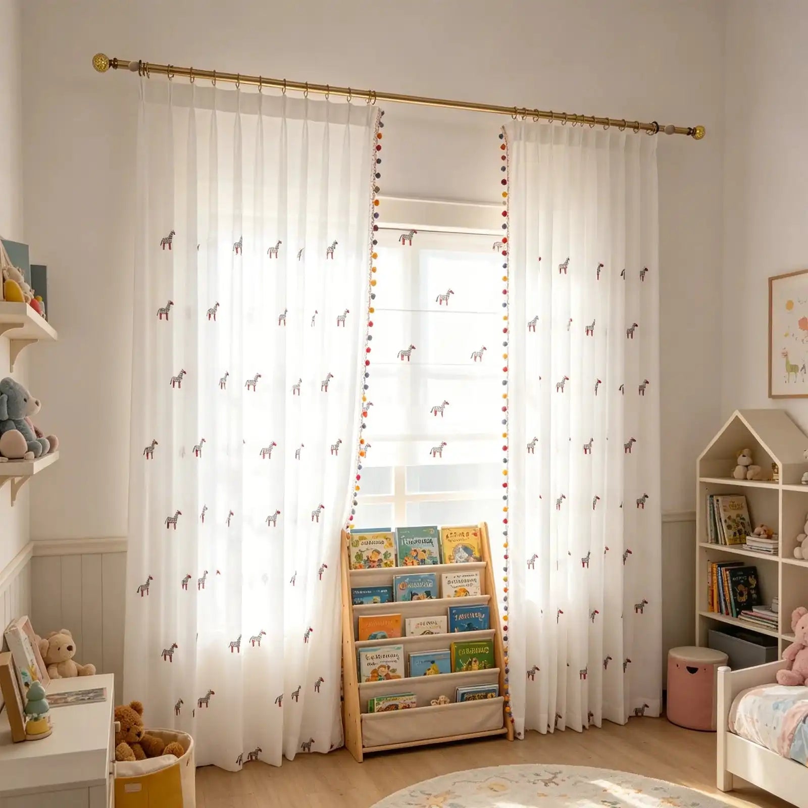 Bonnie Little Pony Embroidered Sheer Curtains