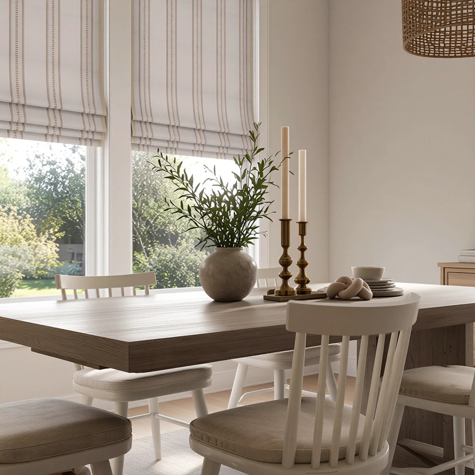 Ocean Woven Stripes Roman Shades