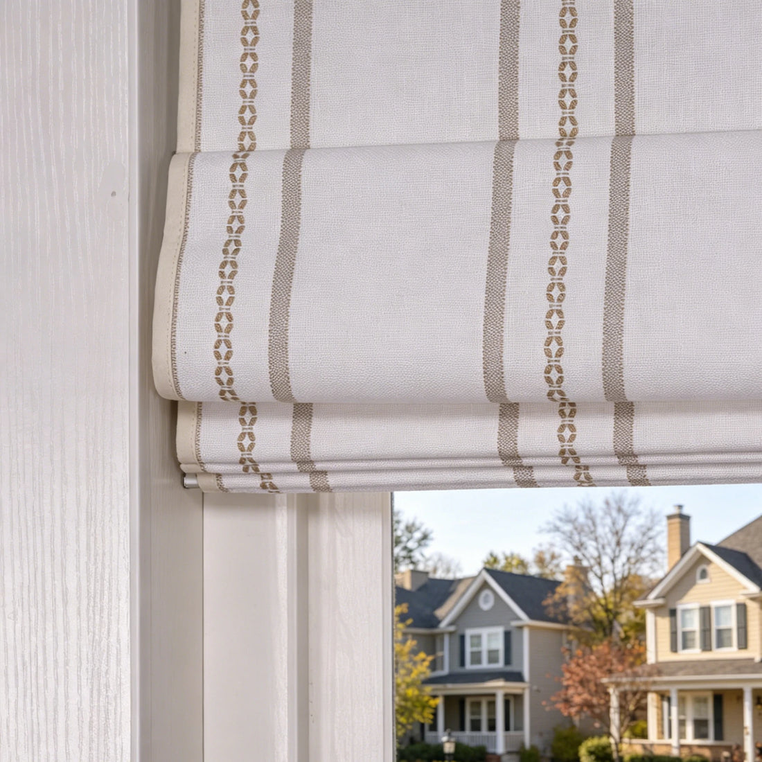Ocean Woven Stripes Roman Shades