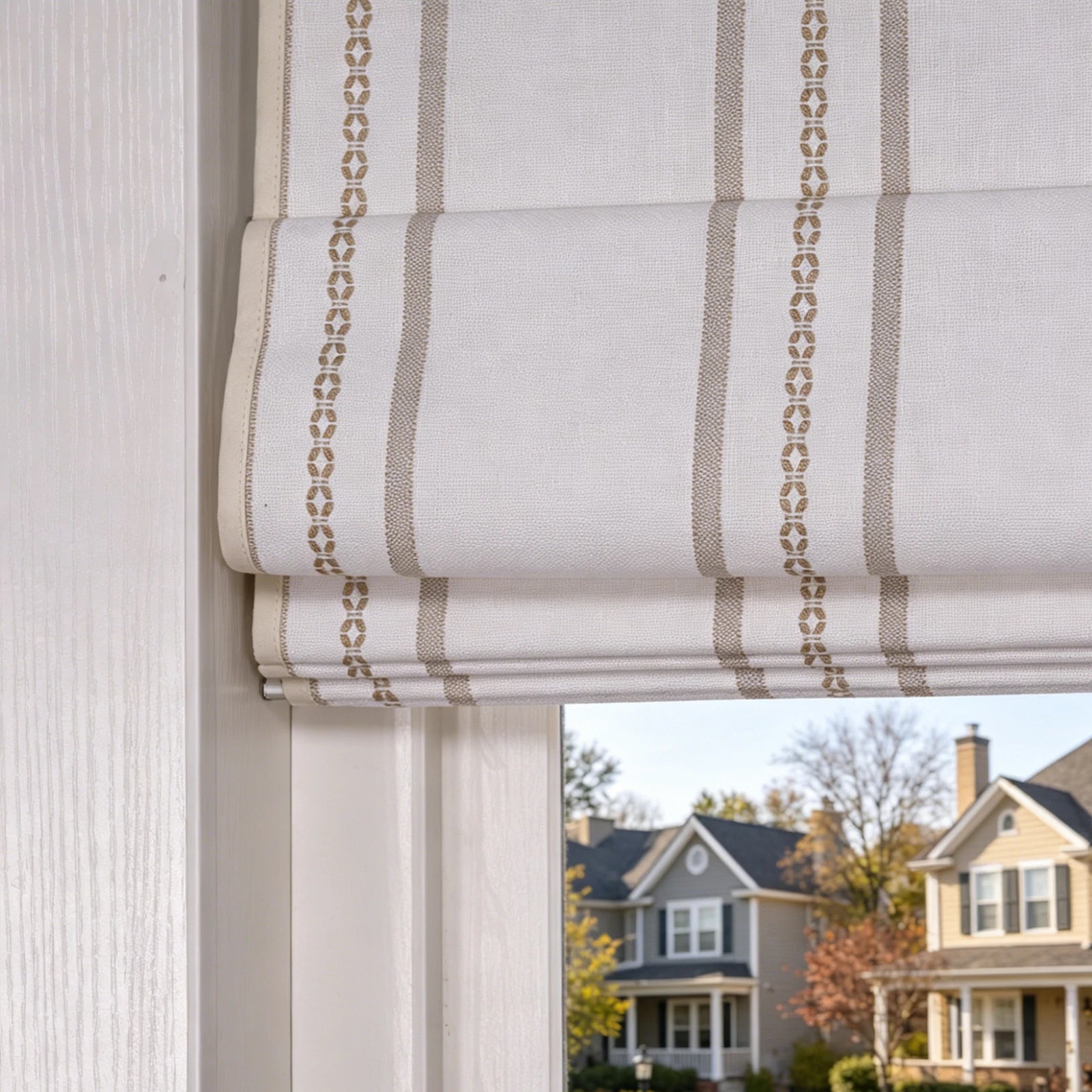 Ocean Woven Stripes Roman Shades