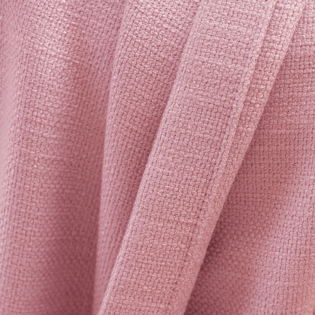 Detailed weave pattern and finely stitched edges of Pink John Linen Texture Cotton Curtains up close