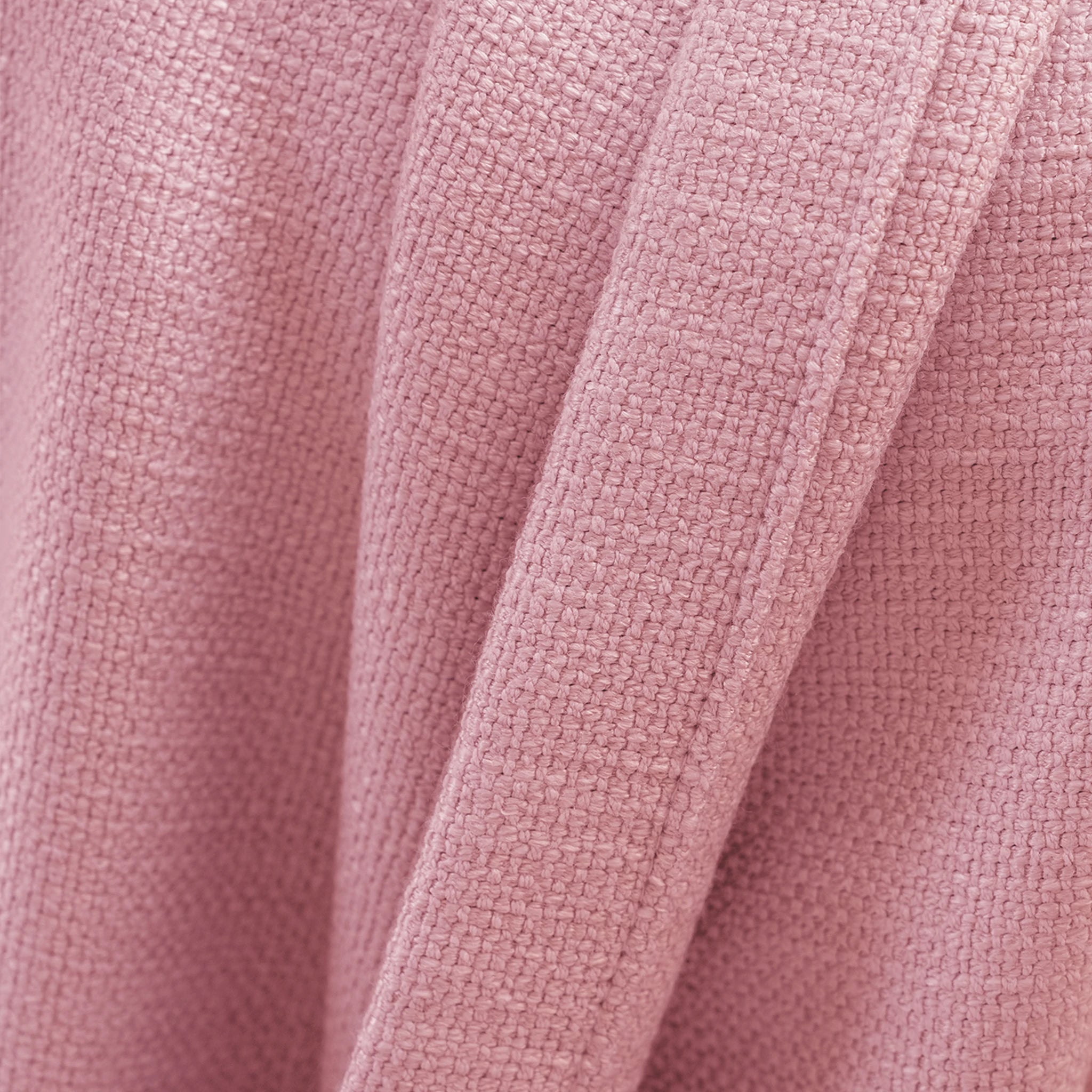 Detailed weave pattern and finely stitched edges of Pink John Linen Texture Cotton Curtains up close