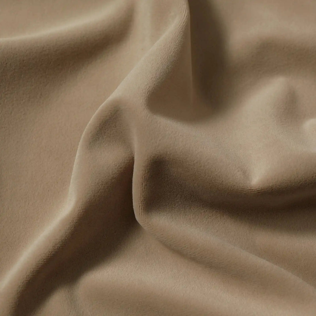 A macro close-up photograph capturing the delicate, luxurious texture of the soft fibers of Adrian Cashmere Blackout Curtain fabric in a Camel Yellow color.