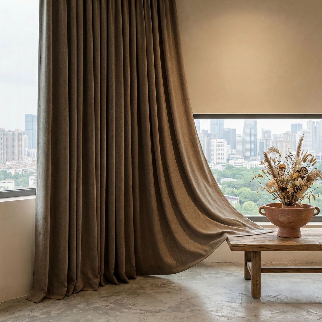 Alex 100% Blackout Extra Long Linen Look Curtains