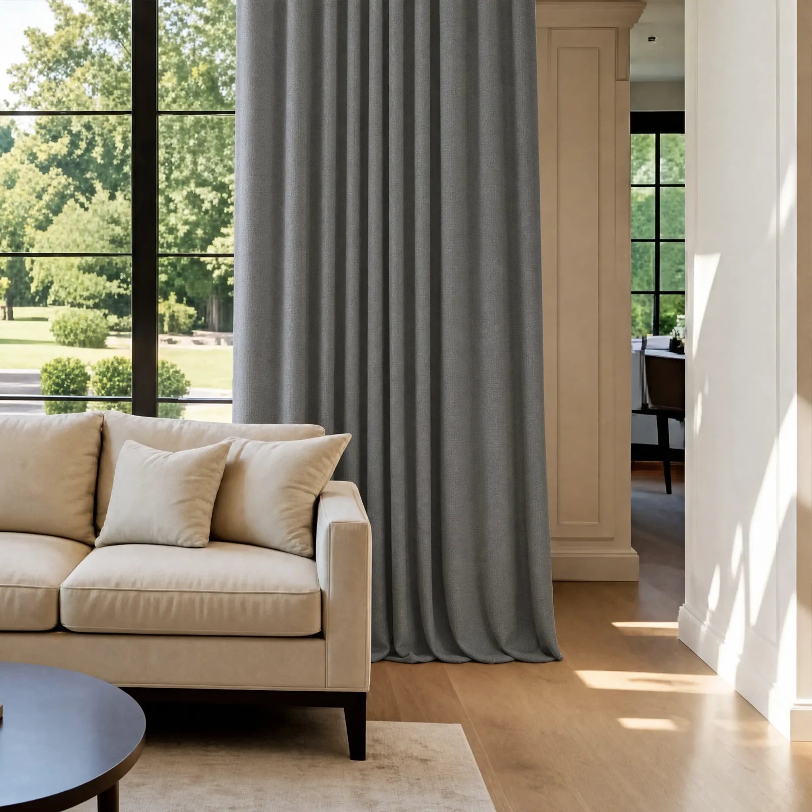 Alex 100% Blackout Extra Long Linen Look Curtains
