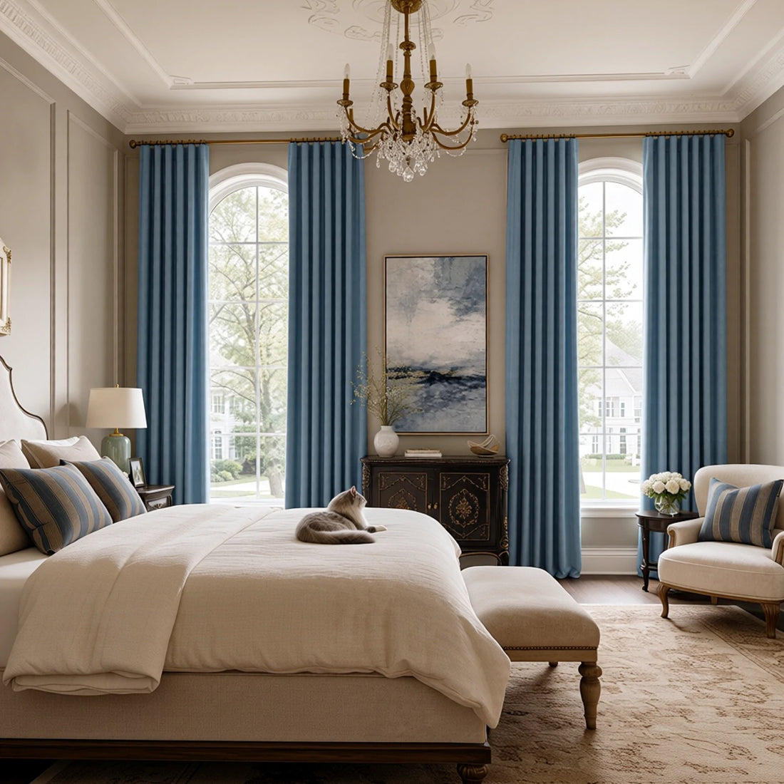 Alex 100% Blackout Extra Long Linen Look Curtains