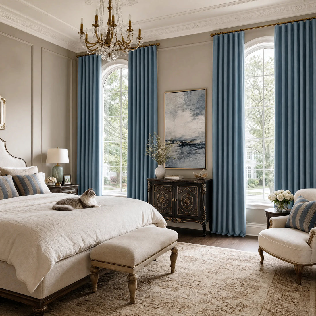 Alex 100% Blackout Extra Long Linen Look Curtains
