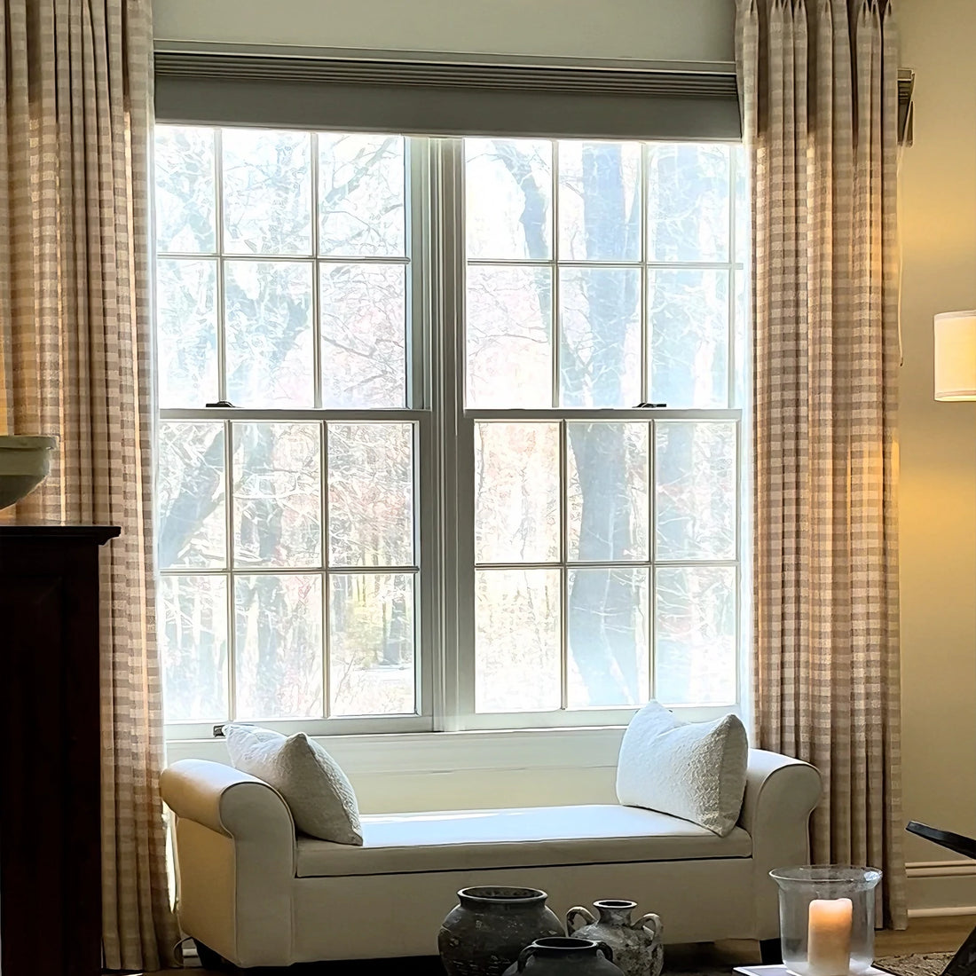 Simon Plaid Linen Textured Curtains