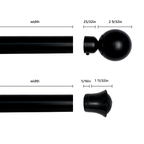 Detailed images of two black curtain rod finials