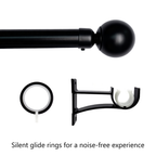 Black curtain rod silent sliding rings