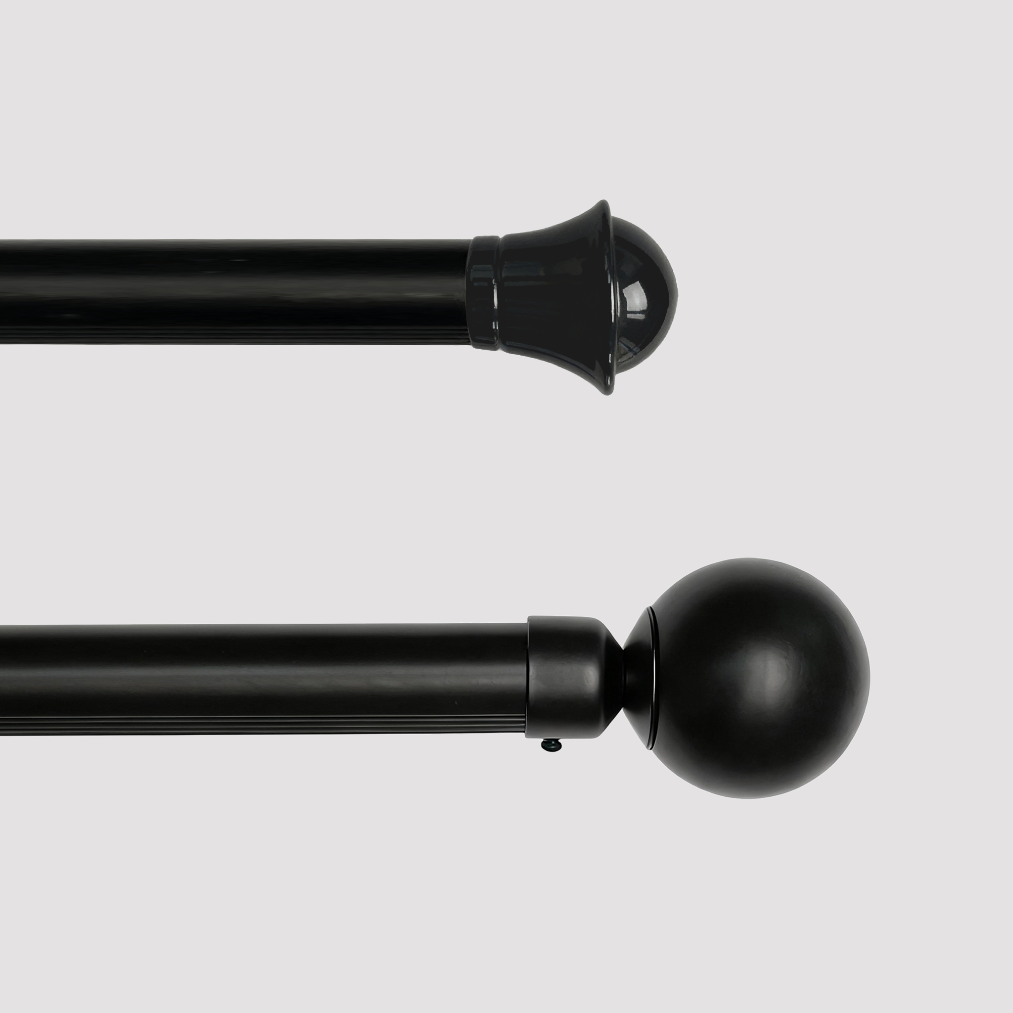 Two Black curtain rod head effect pictures