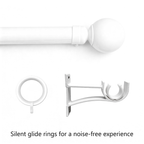 White curtain rod silent sliding rings