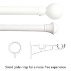 White curtain rod, double rod, silent sliding ring