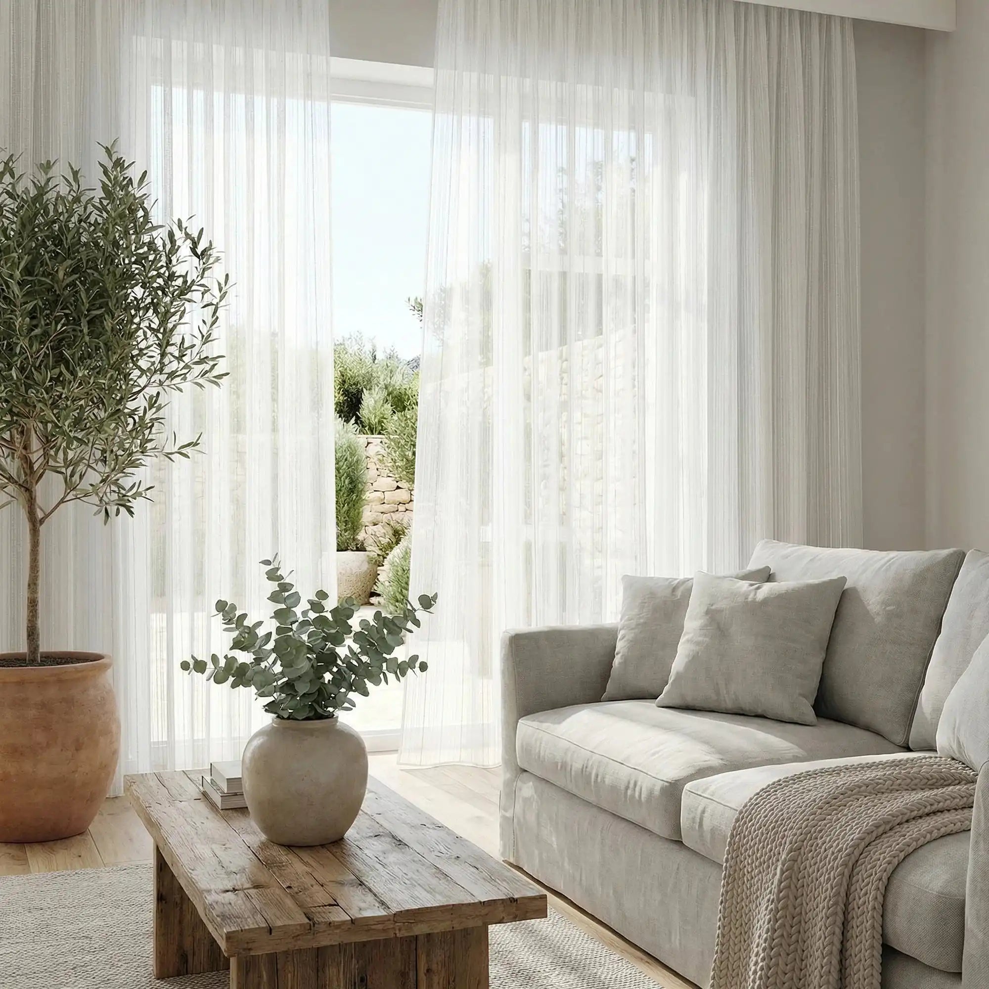 Blair Striped Semi Sheer Curtains