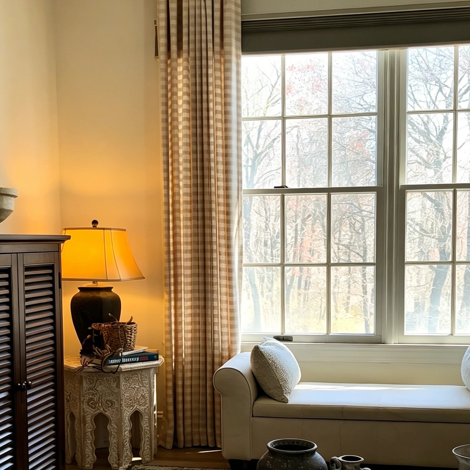 Simon Plaid Linen Textured Curtains