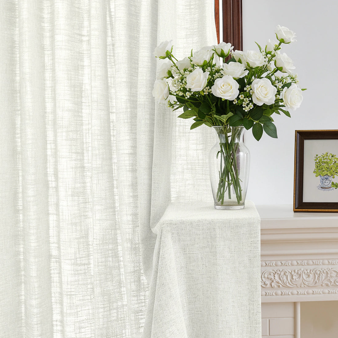 Caleb Custom Curtains Ivory White Details