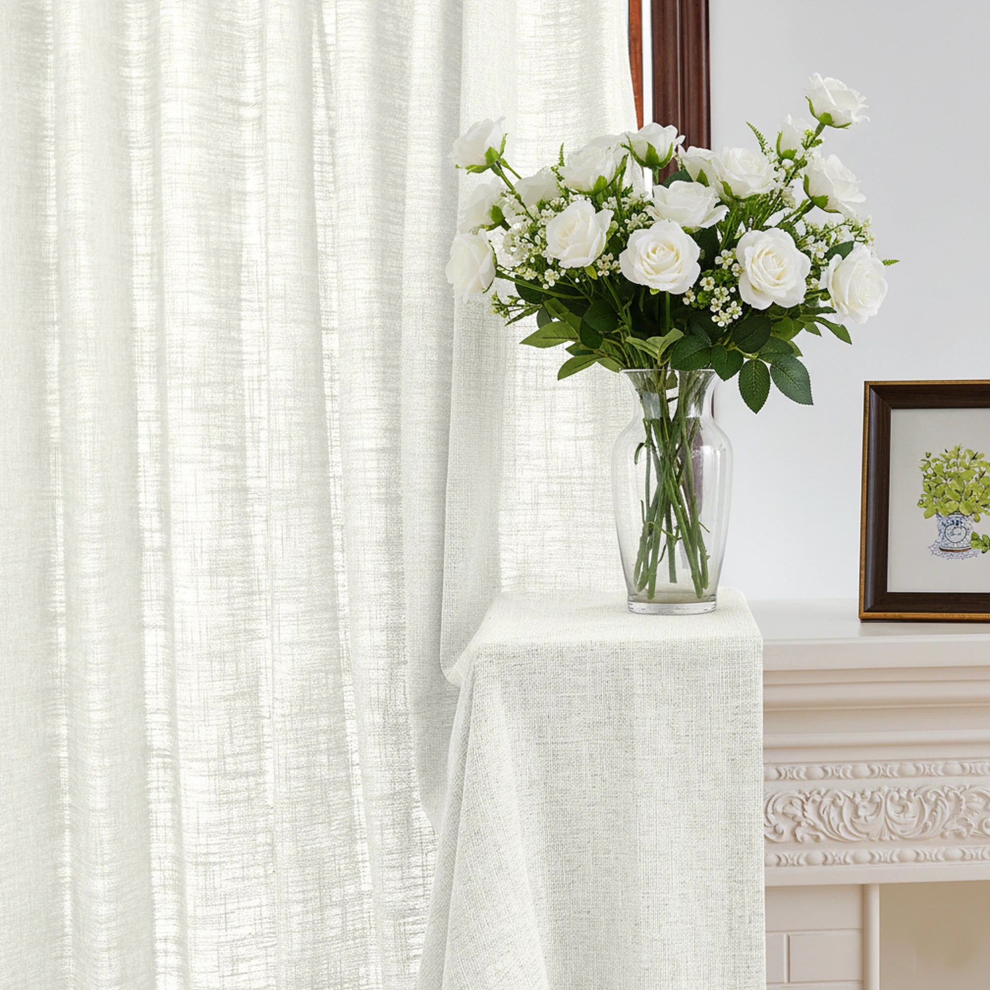 Caleb Custom Curtains Ivory White Details