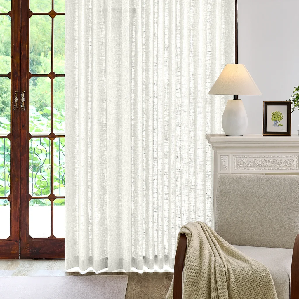 Caleb Custom Curtains Ivory White Display