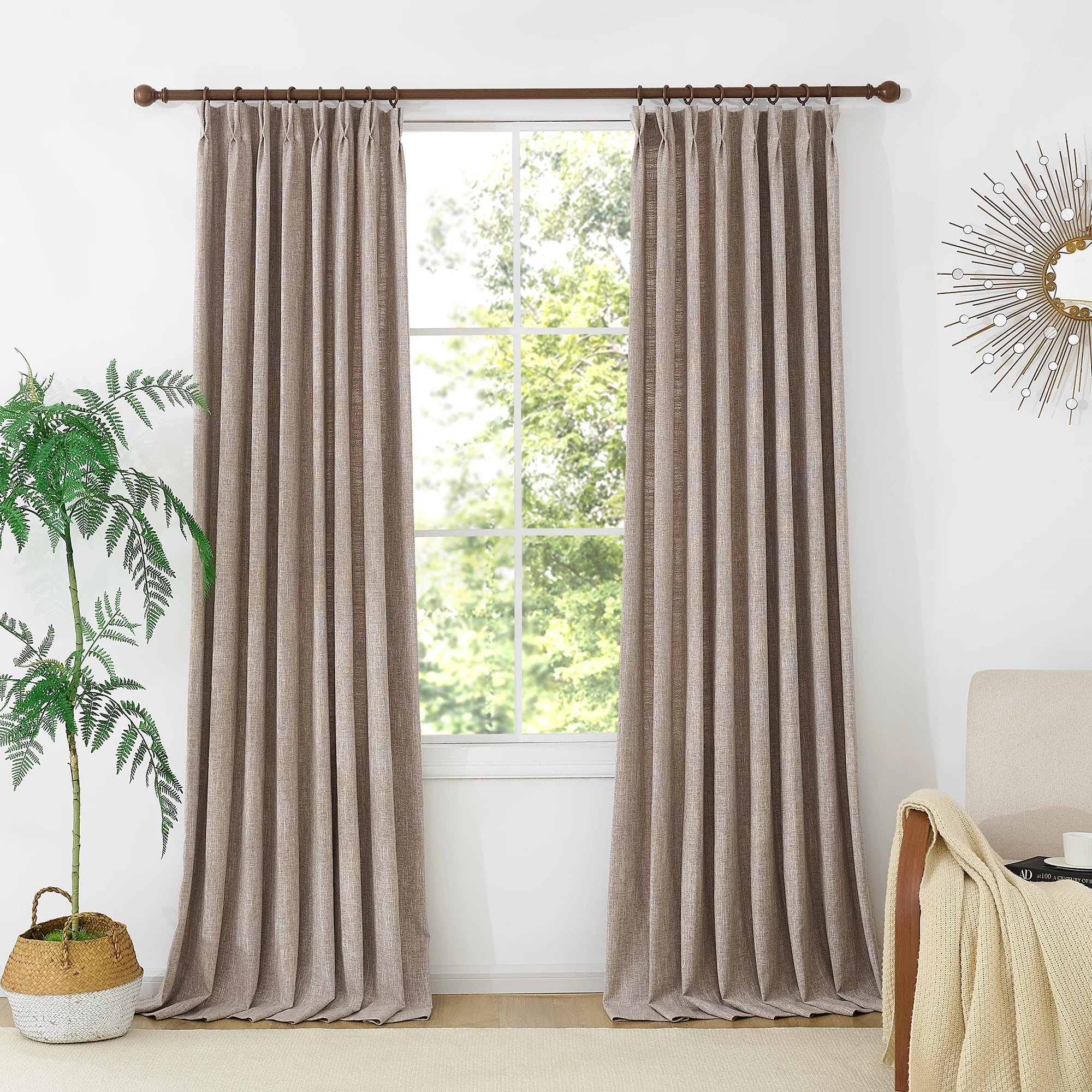 Caleb Custom Curtains Light Coffee Front