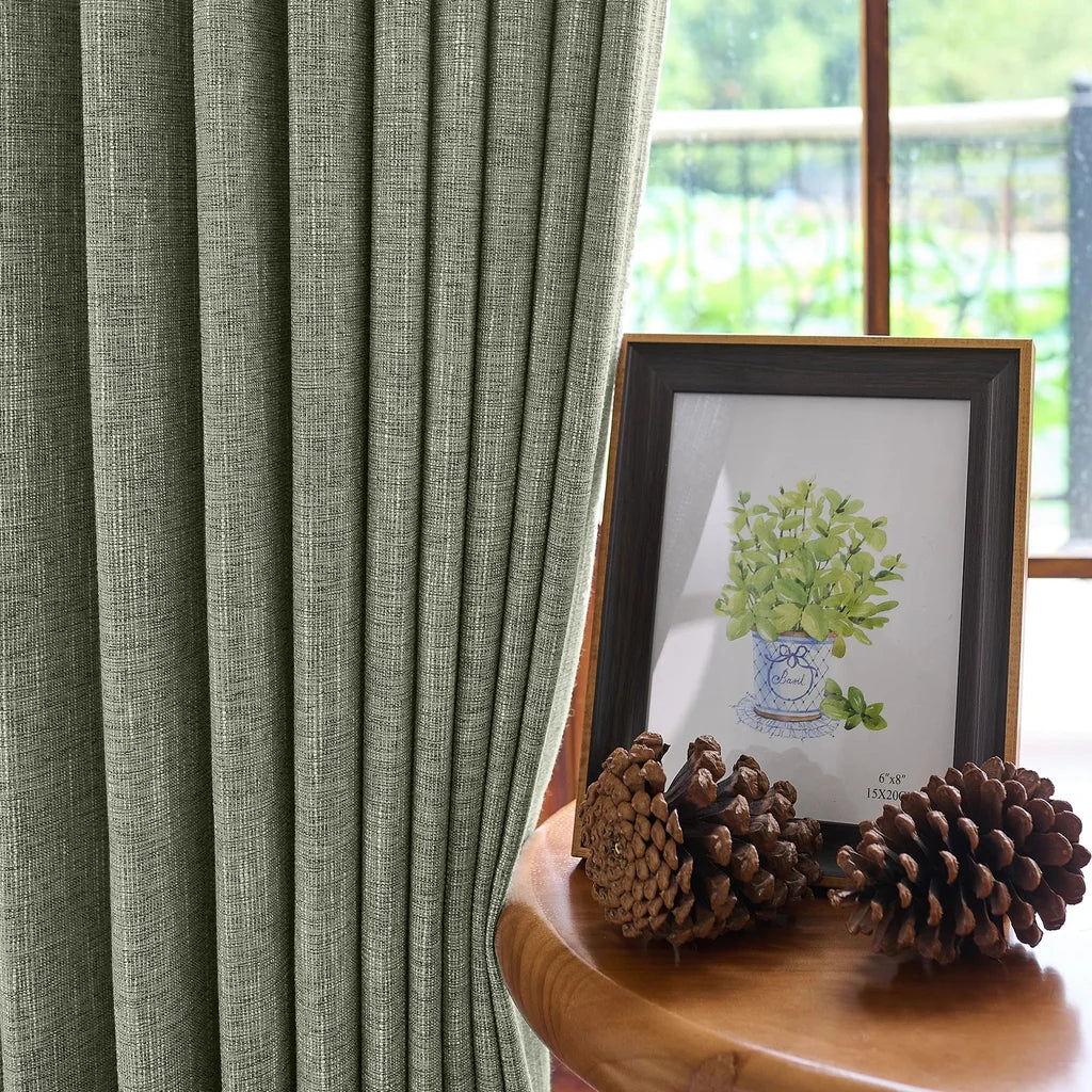 Caleb Custom Curtains Moss Gray Details