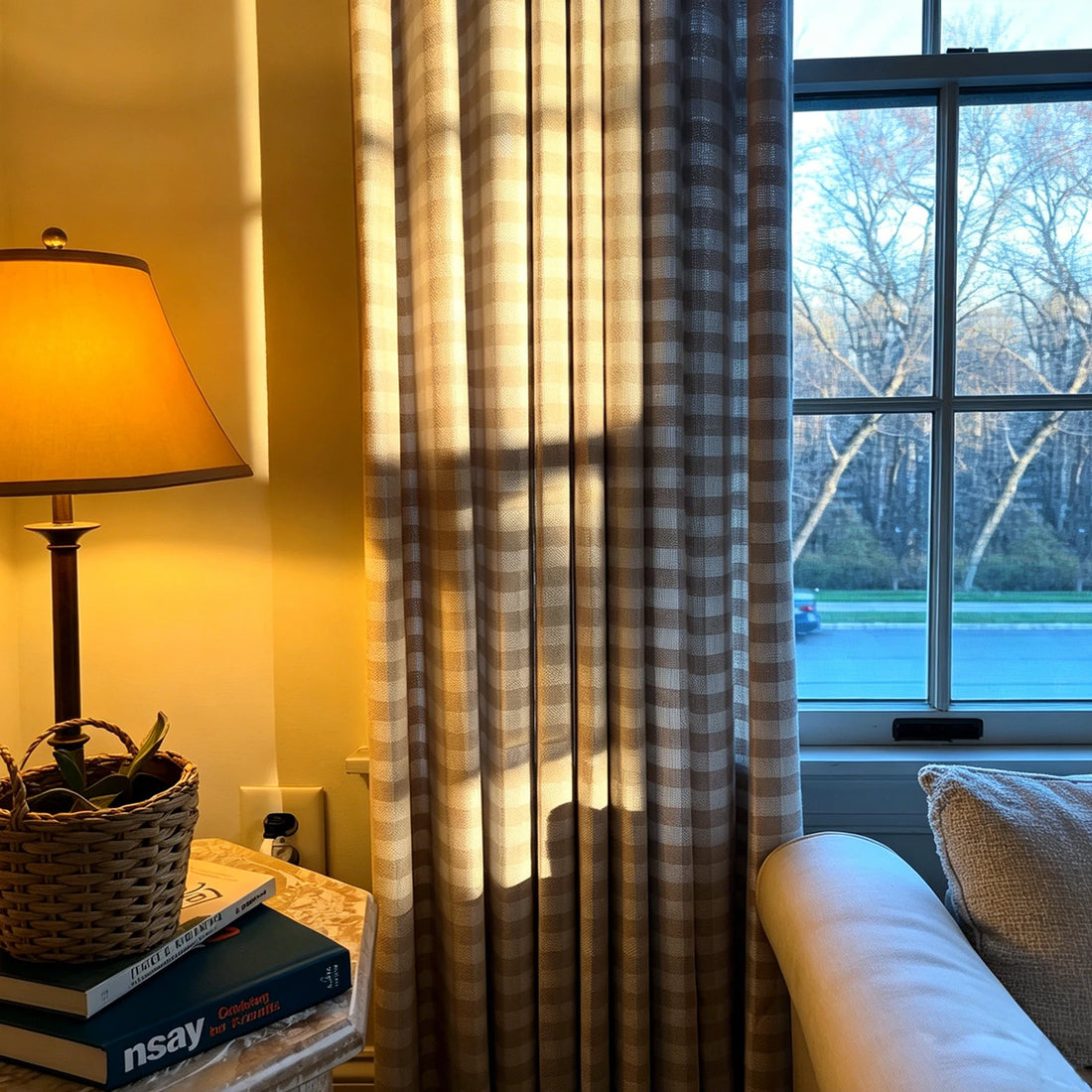 Simon Plaid Linen Textured Curtains