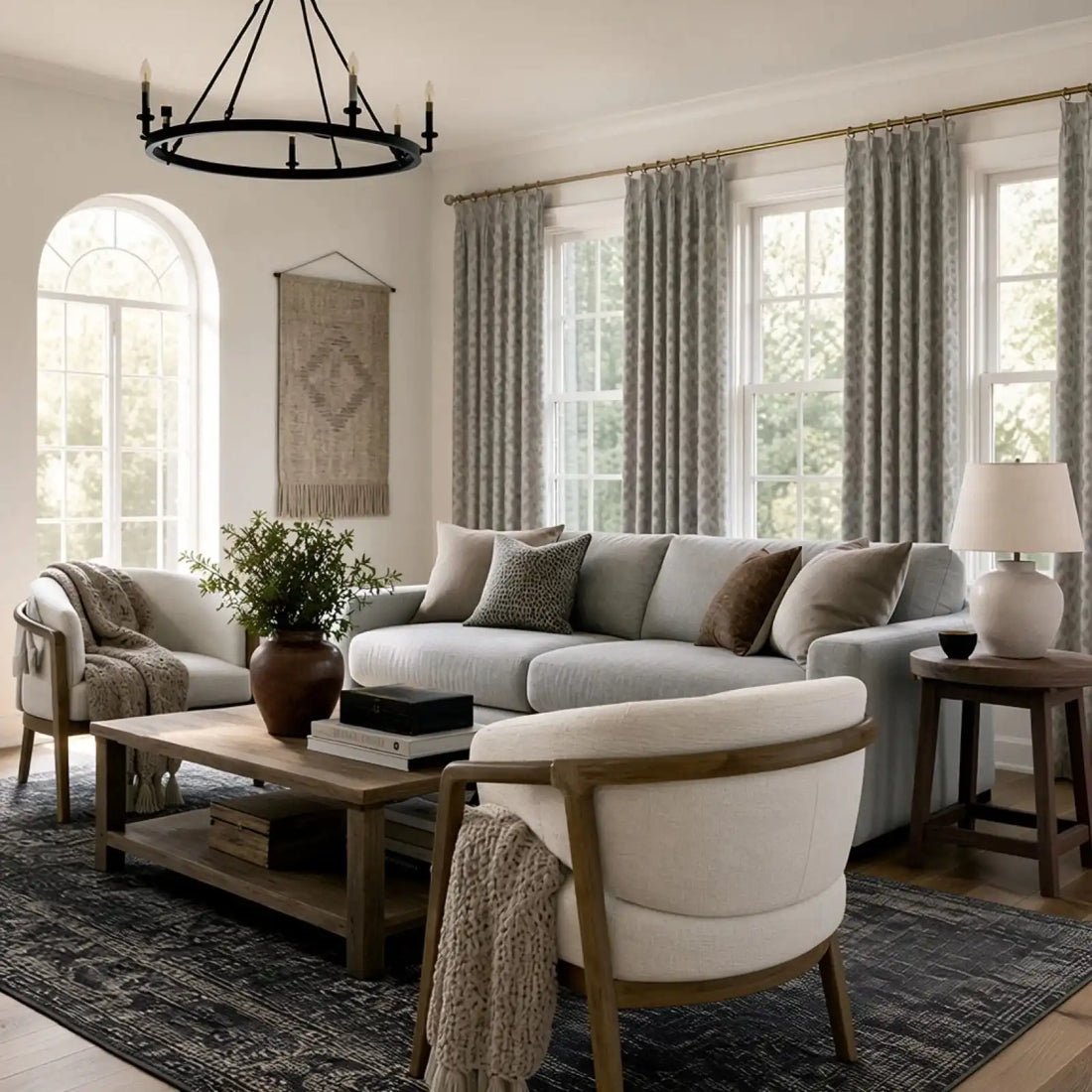 Dune Jacquard Wool-Linen Blend Curtains