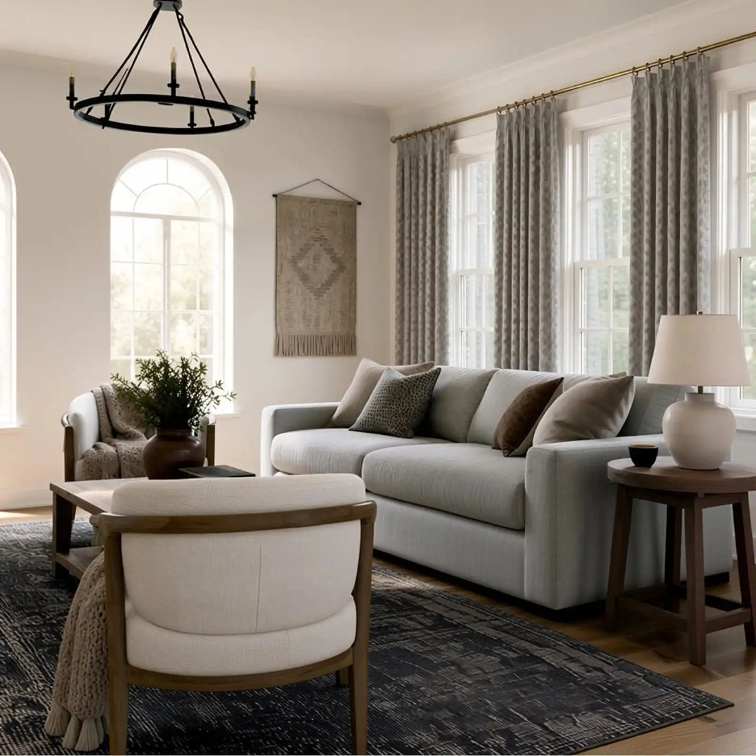 Dune Jacquard Wool-Linen Blend Curtains