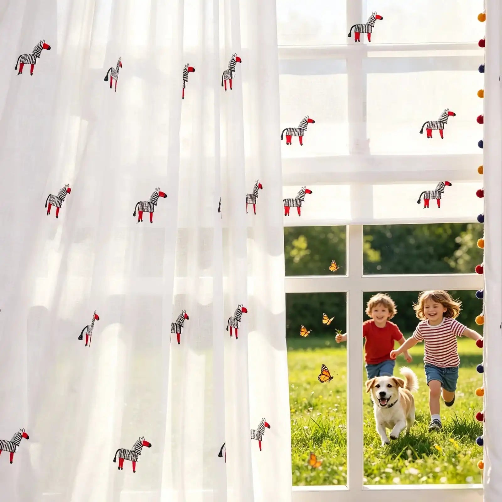 Bonnie Little Pony Embroidered Sheer Curtains