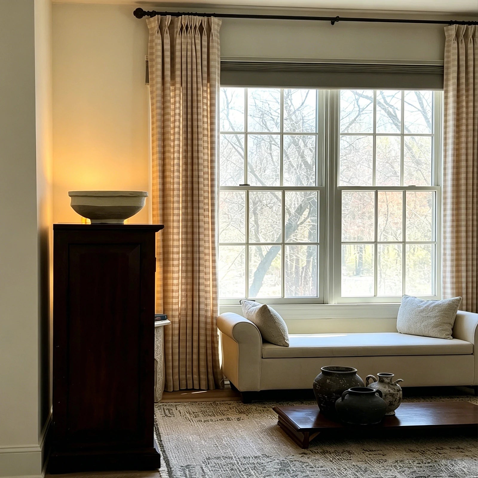Simon Plaid Linen Textured Curtains